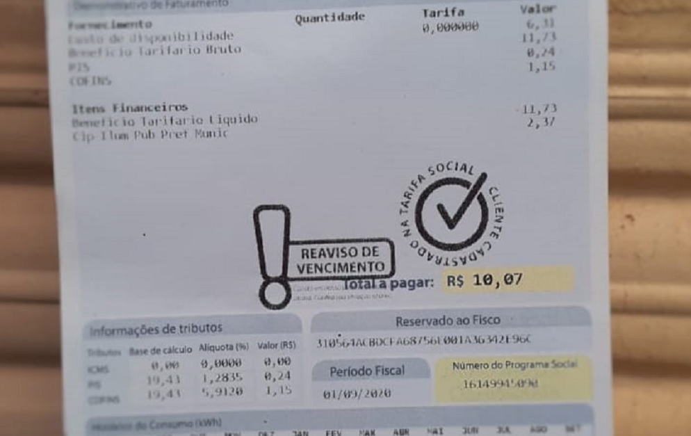 Clientes baixa renda devem ficar atentos aos selos da conta de energia para não perderem o desconto